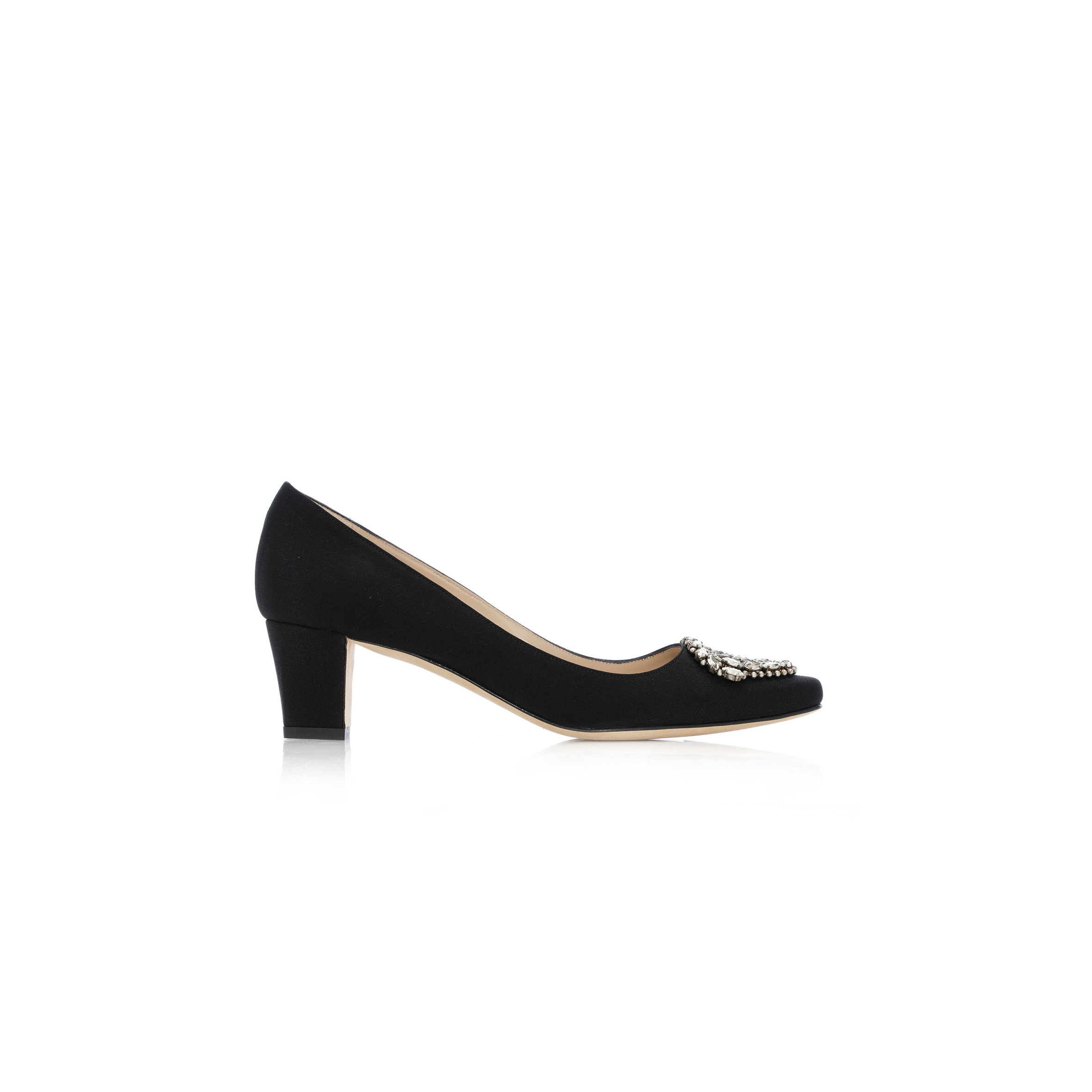 man010 B1ahn*k okkato black crÊpe de chine jewel buckle pumps 9xx-0574-0007